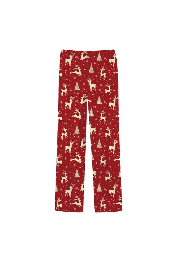 Christmas Pajama Pants Men Casual Cat Printed Cozy Sleep Pants Loungewear Hot Pink M