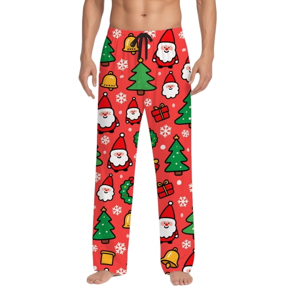 Yuncity Christmas Pajama Pants Men Casual Pants Comfortable Stretch Trousers With Pockets Lightweight Soft Wear Daily Outdoor Activities Pjs Bottoms White Xxl