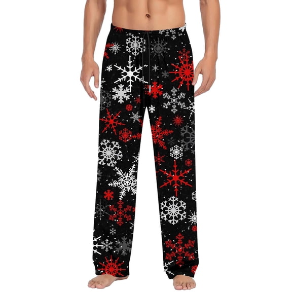 Yuncity Christmas Pajama Pants Men Xmas Casual Print Pants With Drawstring Holiday Comfort Relaxation Sleepwear Bottoms Pink Xl