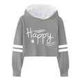 thumbnail image 1 of Yuncity Cute Hoodies For Teen Girls Children Long Sleeve Letters Solid Color Short Hoodie Top Girls Hoodie 8-9 Years, 1 of 4