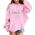 thumbnail image 1 of Yuncity Cute Hoodies for Teen Girls Casual Long Sleeve Oversized Pocket Sweatshirt Tops Pink 6-7 Years, 1 of 4