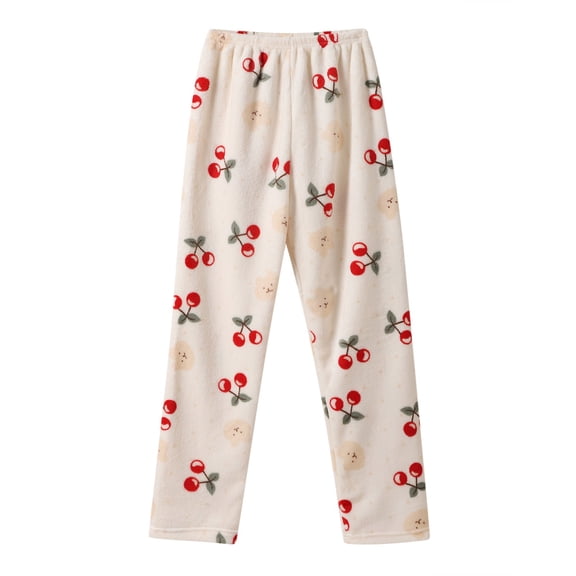 Yuncity Pajama Pants Women Pyjamas Trousers Anime Cartoon Casual Trousers Winter Pant Loungewear Bottoms Red L