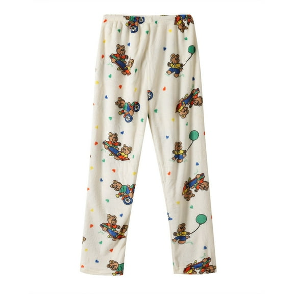 Yuncity Pajama Pants Women Pyjamas Trousers Anime Cartoon Casual Trousers Winter Pant Pj Bottoms White L