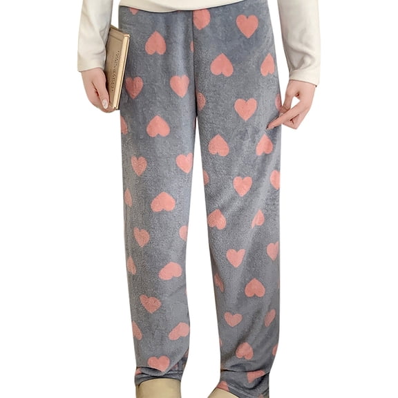 Yuncity Pajama Pants Women Soft Pants Cozy Lined Wear Relaxed Comfort Warmth Home Sleeping Pj Bottoms Grey M
