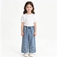 thumbnail image 1 of Yuncity Girl Jeans Straight Leg Heart Denim Fabric Trendy Loose Casual Wear Denim Pants Size Light Blue, 1 of 5
