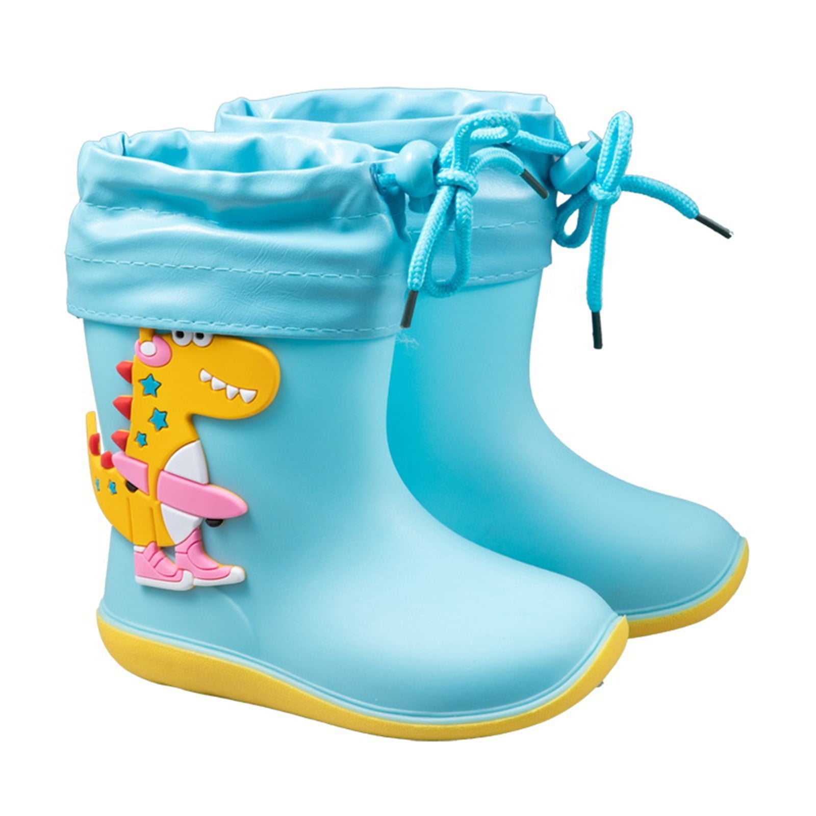Yuncity Girls Boys Rain Boots Lightweight Short Ankle Boots Toddler Outdoor Play Dailywear Shoes Footwear Light Blue 9-11 Years