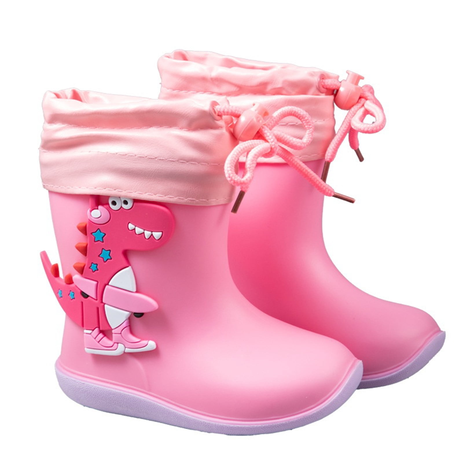 Yuncity Girls Boys Rain Boots Lightweight Short Ankle Boots Toddler Outdoor Play Dailywear Shoes Footwear Pink 6-7 Years