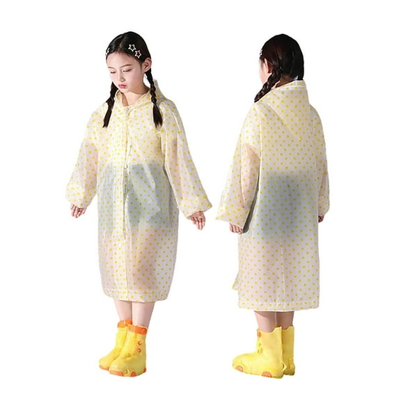 Yuncity Girls Boys Rain Jacket Autumn Plain Color Buttoned Thick Poncho Raincoats Rain Ponchos Rainwear Yellow One Size