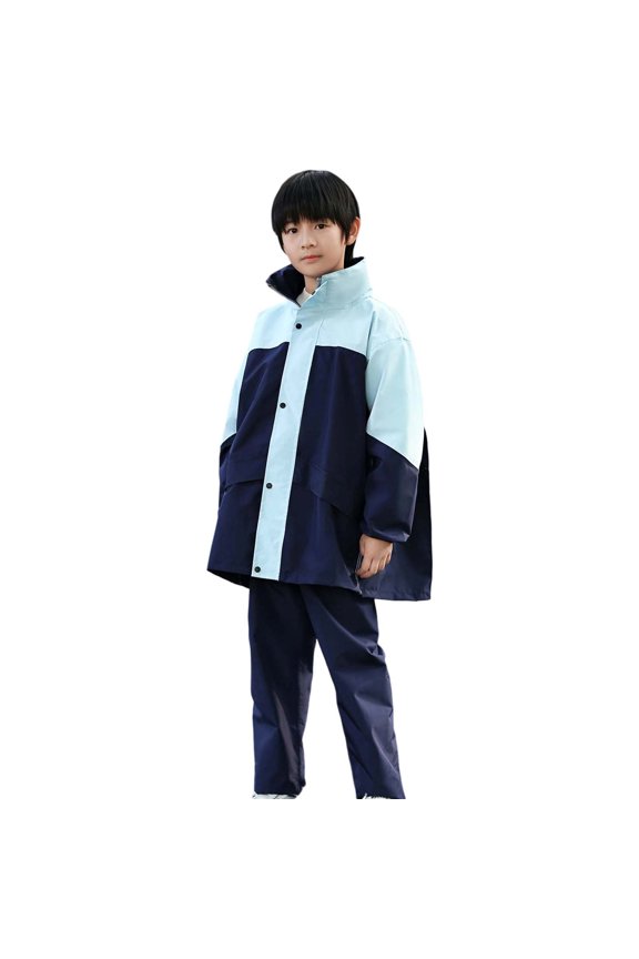 Girls Boys Rain Jacket Pants Set Full Body Coverage Rain Suit School Outdoor Activities Youth Water Gear Raincoat Rainwear Blue 6-9 Years