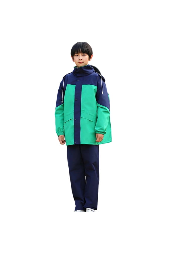Girls Boys Rain Jacket Pants Set Full Body Coverage Rain Suit School Outdoor Activities Youth Water Gear Raincoat Rainwear Green 6-9 Years