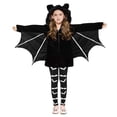 thumbnail image 1 of Yuncity Girls Halloween Bat Costume With Wings Funny Print Fall Winter Soft Comfy Holiday Cosplay Party Hooded Outfit,Size 3-11 Years Black, 1 of 3