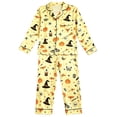 thumbnail image 1 of Yuncity Girls Pajamas Halloween Pumpkin Print Autumn Down Collar Long Sleeve Long Sleepwear Pjs Set Casual Lapel Home Sleepwear Size 2-3 Years Yellow, 1 of 3