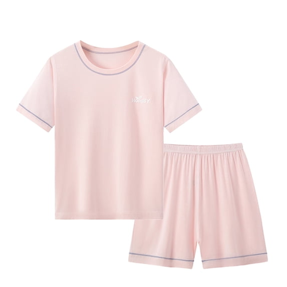 Yuncity Girls Pajamas Outfits Set Soft Short Sleeve Pjs A Set Comfortable Kids Homewear Loungewear For Daily Relaxation Nightwear Size 3-4 Years