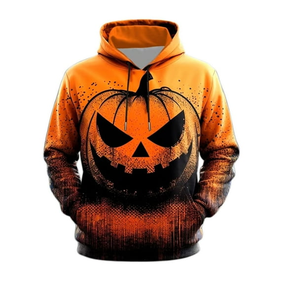 Yuncity Halloween Hoodies Men Pumpkin Graphic Cozy Casual Wear Everyday Use Fall Season Fashion M Orange Hoodies Men