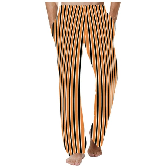 Yuncity Halloween Mens Pajama Pants Pumpkin Loose Leisure Large Casual Home Pants L