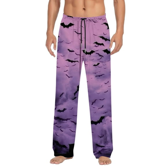 Yuncity Halloween Pajama Pants Men Hallowmas Print Casual Joggers Elastic Waist Soft Comfortable Drawstring Trousers for Everyday Wear Pajamas Pants Rose Gold M