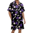 thumbnail image 1 of Yuncity Halloween Pajamas Men Print Short Sleeve Shorts Button Up Sleepwear Loungewear Comfortable Nightwear Outfit Leisure Pajama Black L, 1 of 4