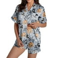 thumbnail image 1 of Yuncity Halloween Pajamas Women Comfortable Round Neck Design With Decorative Pattern Fall Winter Casual Leisure Cute Pajama Sets Grey L, 1 of 4