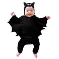thumbnail image 1 of Yuncity Halloween Romper For Boys Bat Long Sleeve With Hat Wing Design Snap Closure Casual Comfortable Simple Style Onesie Size 0-3 Months Black, 1 of 9