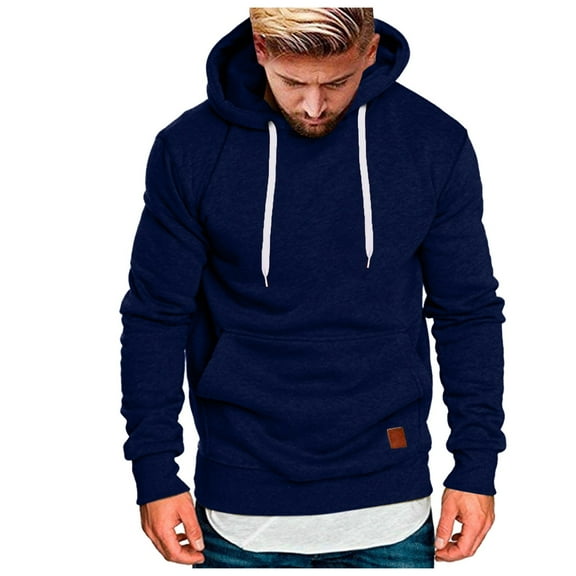 Yuncity Hoodie For Men Casual Splicing Large Size Sweatshirts Men Hoodies,Navy Xxxl