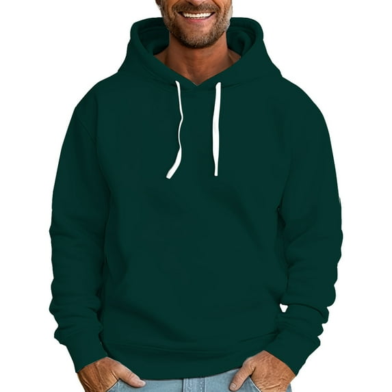 Yuncity Hoodie Men Autumn Winter Letter Oversize Loose Hooded No Pocket Pullover Sweater Top Blouse Coat Sweatshirts Men's Hoodies L