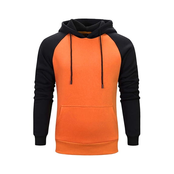 Yuncity Hoodie Men Autumn Winter Raglan Long Sleeve Hooded Couple Sweatshirt Comfortable Tops Size Xl Orange