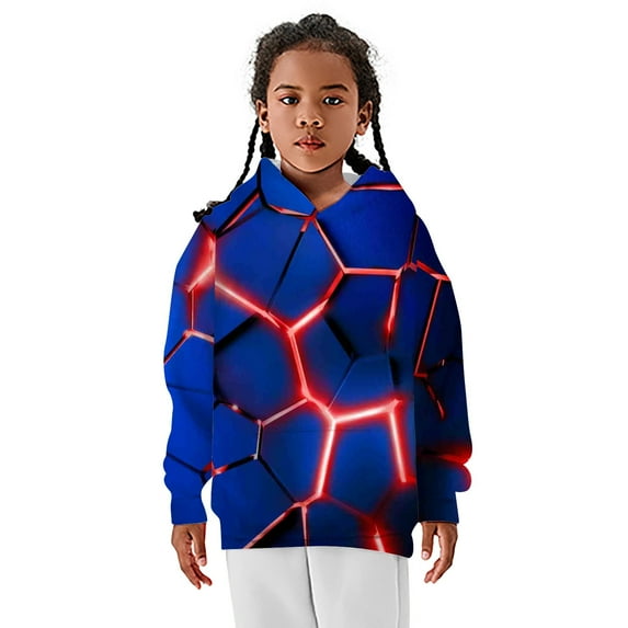 Yuncity Kids Boys Hoodie Teen Cartoon Print Tops Sweatshirts Pullover 3D With Pocket Girl Tops Toddler Hoodies 12-13 Years