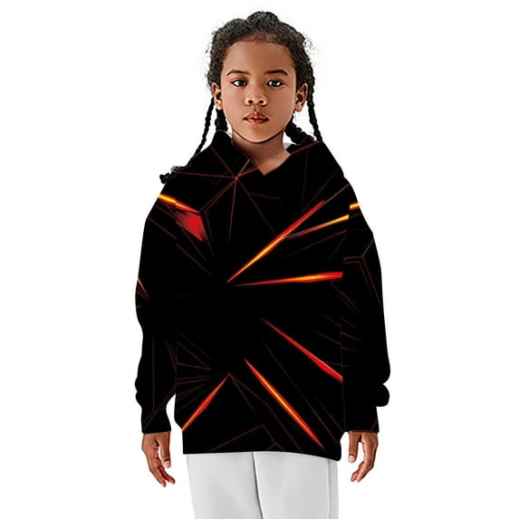 Yuncity Kids Boys Hoodie Teen Cartoon Print Tops Sweatshirts Pullover 3D With Pocket Girl Tops Toddler Hoodies 13-16 Years