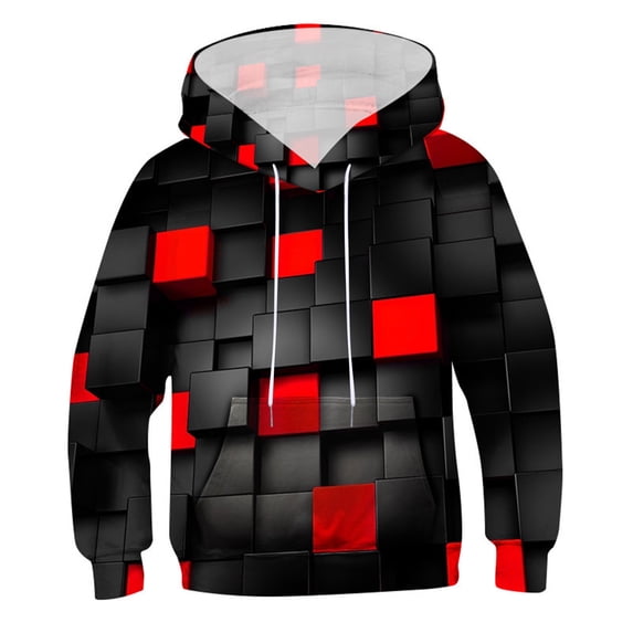 Yuncity Kids Boys Hoodie Teen Cartoon Print Tops Sweatshirts Pullover 3D With Pocket Girl Tops Toddler Hoodies 9-10 Years