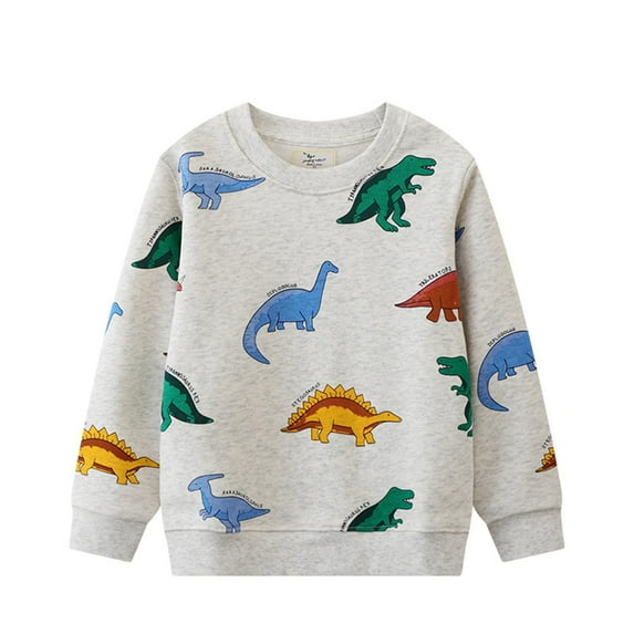 Yuncity Kids Boys Hoodies Sweatshirts Long Sleeve Children Dinosaurs Cartoon Sweater Cute Tops Outwear,Beige 3-4 Years