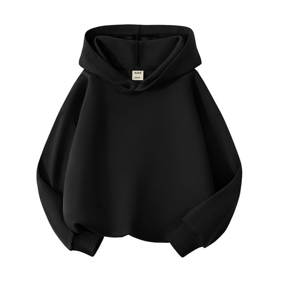 Yuncity Kids Boys Hoodies Sweatshirts Toddler Baby Girls Basic Hooded Pullover Sweatshirt Children Solid Hoodie Coat Tops Outwear,Black 3-4 Years