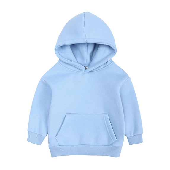 Yuncity Kids Boys Hoodies Sweatshirts Toddler Girls Pullover Sweatshirt Children Solid Plus Babies Hooded Color Top Coat Girls Tops Dailywear,Light Blue 10-11 Years