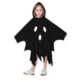 thumbnail image 1 of Yuncity Kids Halloween Cape Ghost Print Hooded Sleeveless Cloak Lightweight Casual Cozy Loose Fit Fall Winter Poncho Holiday Party Outfit Black, 1 of 6