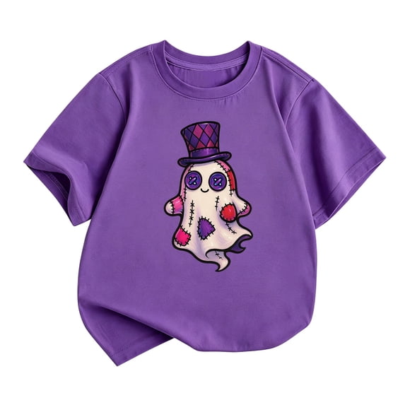 Yuncity Kids Halloween Shirts Ghosts Graphic Tees Short Sleeve Crewneck Shirts For Boys Girls Casual Summer Cute Outdoor Tops Size 13-14 Years