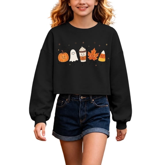 Yuncity Kids Halloween Sweatshirt Boys Girls Halloween Graphic Long Sleeve Tees Fall Casual Outdoor Activities Tops Size 4-5 Years