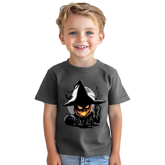 Yuncity Kids Halloween Tshirts Funny Graphic Prints Short Sleeve Tees Boys And Girls Summer Fall Casual Holiday Party Outfit Tops Size 2-3 Years