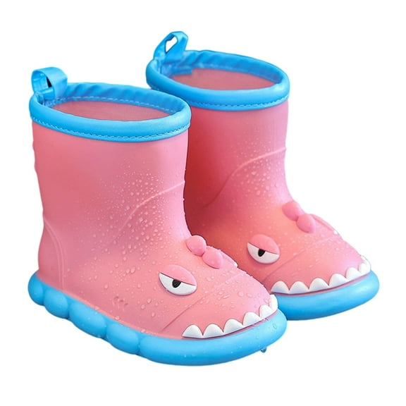 Yuncity Kids Rain Boots Boys Girls School Outdoor Play Comfortable Hooded Round Toe Toddler All Season Durable Soft Sole Boots Footwear Pink 4-5 Years