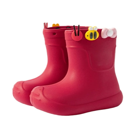 Yuncity Kids Rain Boots Boys Girls School Outdoor Rainy Day Low Top Toddler Shoes Non- Comfortable Lightweight Ages 2-9 Boots Footwear Red 3-4 Years
