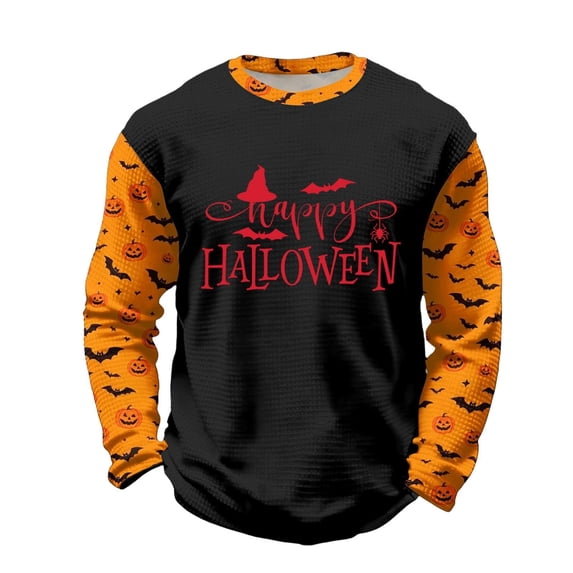 Yuncity Kids T-Shirts Boys Girls Halloween Letter Graphic Print Raglan Long Sleeve Tees Fall Casual Outdoor Holiday Tops Size 3-4 Years