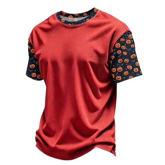 Yuncity Kids T-Shirts Boys Girls Halloween Pumpkin Graphic Tees Raglan Short Sleeve Summer Fall Casual Party Outdoor Activities Tops Size 5-6 Years