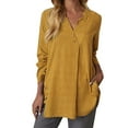 thumbnail image 1 of Yuncity Linen Shirt Women Plain Simple Long Sleeved Cotton Top S-2Xl, 1 of 7