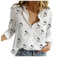 thumbnail image 1 of Yuncity Linen Shirts For Women Lapel Button Down Shirt Star Print Long Sleeve Loose Casual Tops S-2Xl, 1 of 5