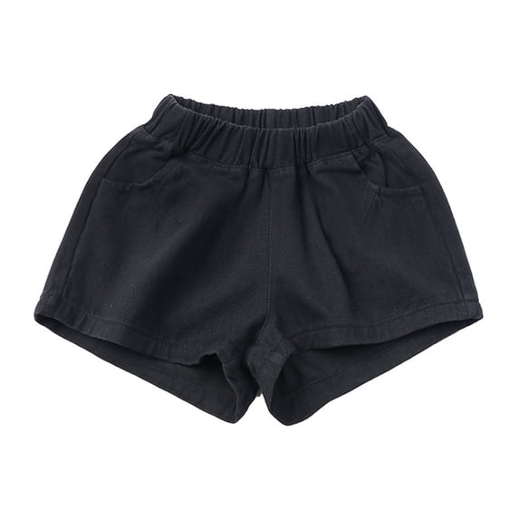 Yuncity Little Boys Shorts Solid Color High Waist Elastic Waistband Pocket Lightweight Summer Casual Comfortable Outdoor Daily Wear Kids Shorts Size 6-12 Months Black