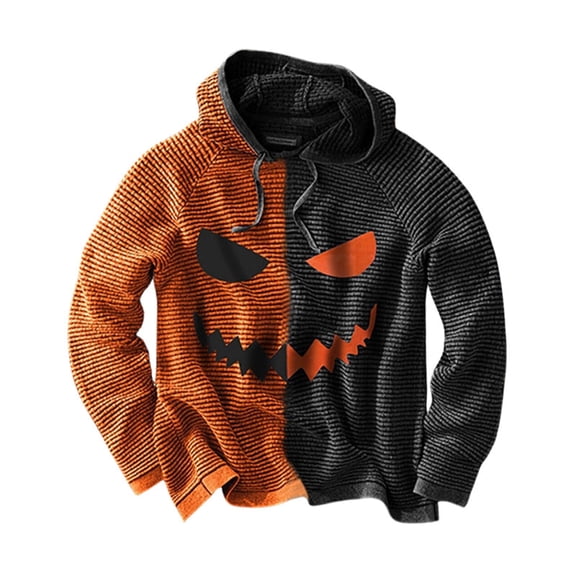 Yuncity Men Halloween Hoodies Hallowmas Themedr Pumpkin Print Christmas Long Sleeve Comfortable Casual Sweatshirts For Mens Xxxl