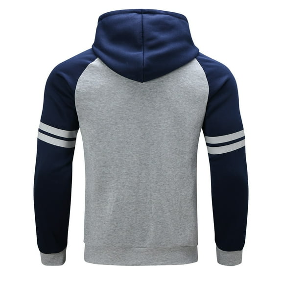 Yuncity Men Hoodies Autumn Winter Sports Leisure Striped Color Block Sweater M Navy Hoodies Men