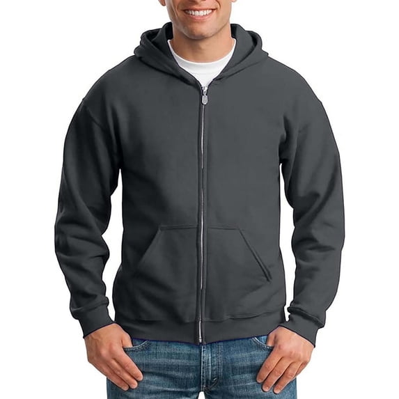 Yuncity Men Hoodies Plus Thickened Solid Color Zipper Cardigan Loose Sweatshirts Tops Mens Hoodie M