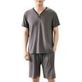thumbnail image 1 of Yuncity Men Loungewear Soft Short Sleeve Short Pants With Pockets Two Piece Pajamas Pajamas Men Pajama L, 1 of 5