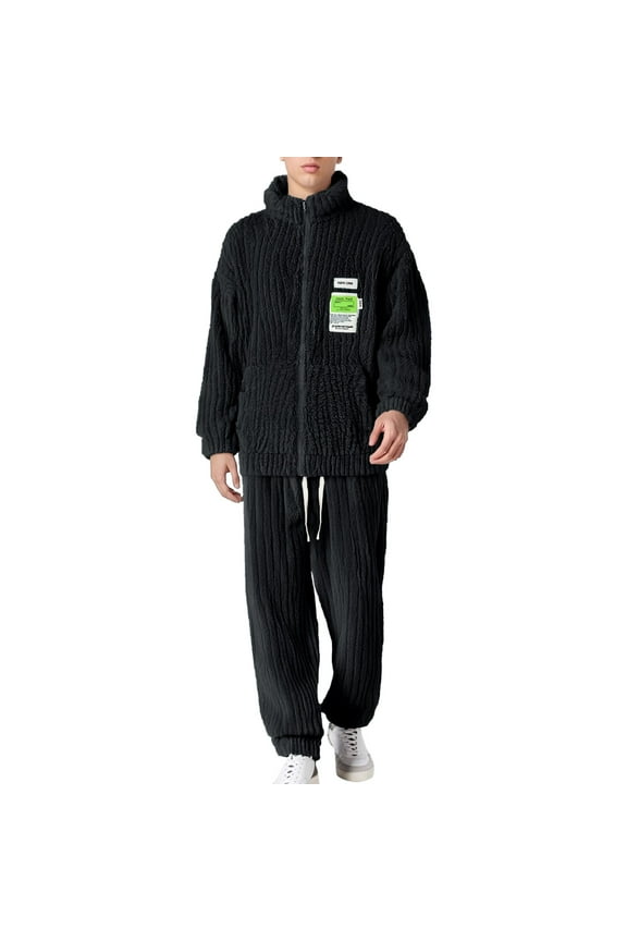 Men Pajama Set Winter Velvet Heavy Pile With Thick Zip Up Cardigan Plus Size Flannel Plus Size Warm Homewear Loungewear Pajamas For Men Xxxxl