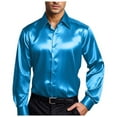 thumbnail image 1 of Yuncity Men Polo Shirts Casual Fashion Silk Satin Solid Color Lapel Long Sleeve Shirt Tee Shirts Mens Xxl, 1 of 7