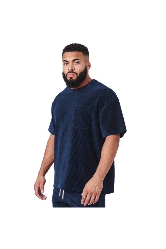 Men Tops Short Sleeve Crew Neck Solid Color Summer Fashion Handsome Outdoor Daily Wear Men's Tshirts Size L Navy